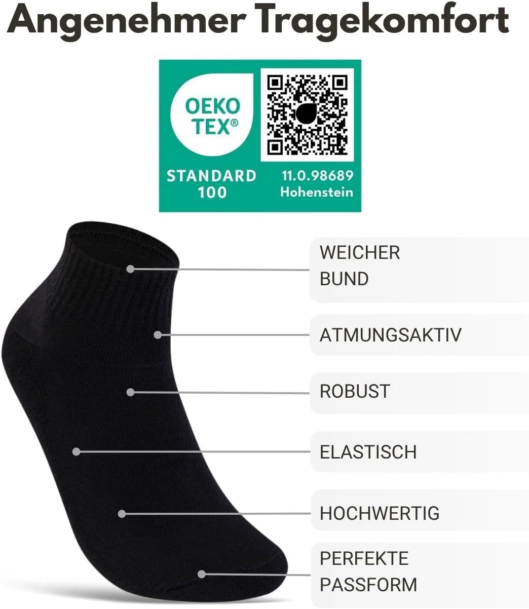 Sneaker Socken Quarter Sportsocken Herren & Damen (6 oder 12 Paar) Gepolstert mit Frotteesohle - Atm