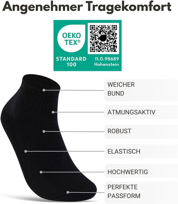 Sneaker Socken Quarter Sportsocken Herren & Damen (6 oder 12 Paar) Gepolstert mit Frotteesohle - Atm