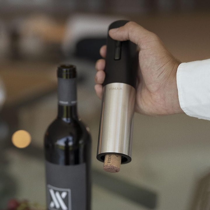 VINAK Wiederaufladbarer elektrischer Korkenzieher aus Edelstahl. Inklusive integriertem Akku, USB -