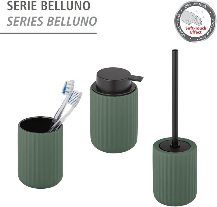 WENKO WC-Garnitur Belluno, hochwertiger Bürstenhalter aus stabiler Keramik mit modernen Rundungen, h