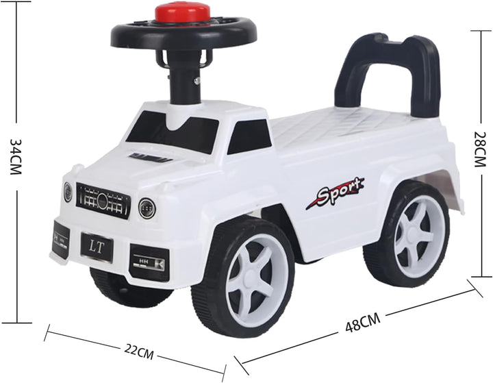 Rutschauto für Kinder, mit Hupe und Staufach, mit Hupe, Stauraum unter dem Sitz, Rutschfläche für Kl
