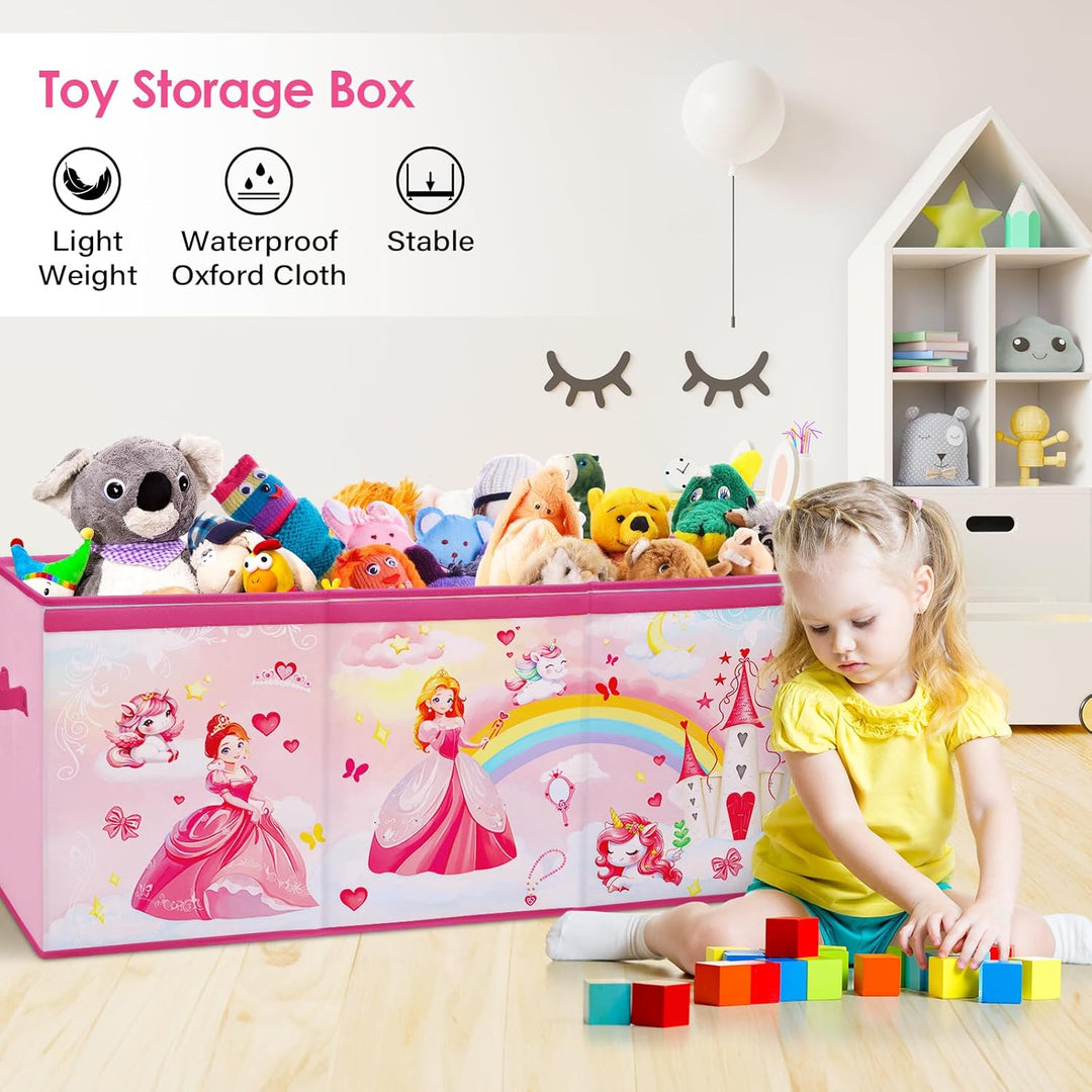 Extra Gross Aufbewahrungsbox mit Deckel Kinder, Zusammenklappbare Oxford-Spielzeugkiste mit Griff fü