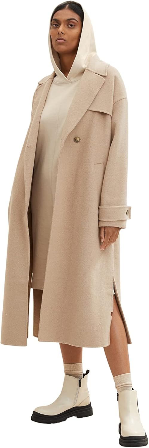 TOM TAILOR Damen Kleid mit Kapuze, 28130 - Soft Buttercream