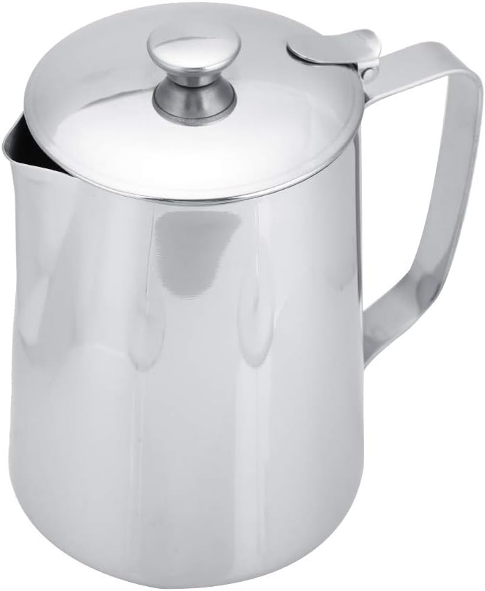 MAGT Milchkännchen mit Deckel, Edelstahl Milchkanne 1000ml Milchschaumkännchen Kaffeetasse Milchbehä