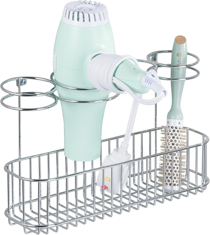 mDesign Fönhalter zur Wandanbringung – Ideal zur Fön Aufbewahrung und Lockenstab Aufbewahrung – Wand