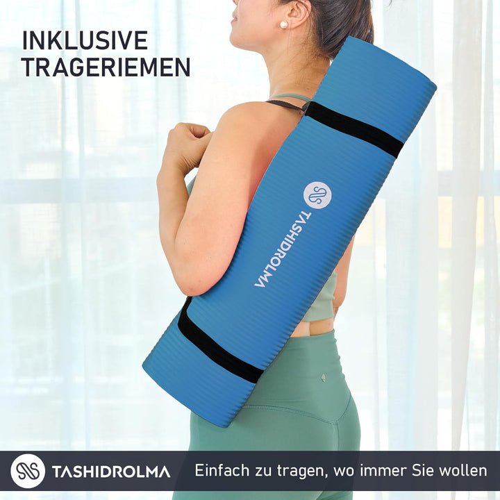 Yoga Matte Dicker, NBR Yogamatte Rutschfest Mit Tragegurt, Für Gymnastikmatte, Fitnessmatte, Sportma