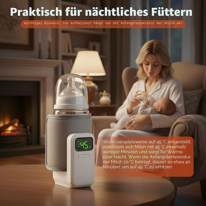 FlaschenwäRmer Baby Unterwegs,Tragbarer FlaschenwäRmer Baby Mit Lcd-Display,Mobiler FlaschenwäRmer B