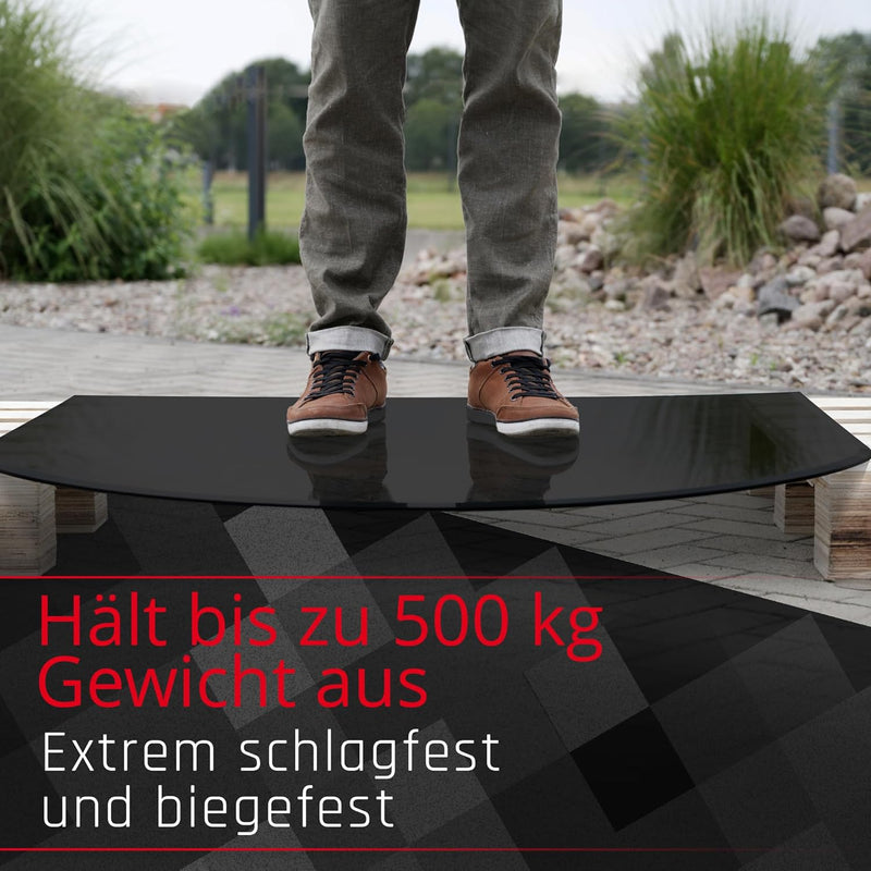BIJON Funkenschutz-Platte Schwarz mit polierter Kante, Glasplatte Kaminofen, Kaminschutz mit ESG Sic