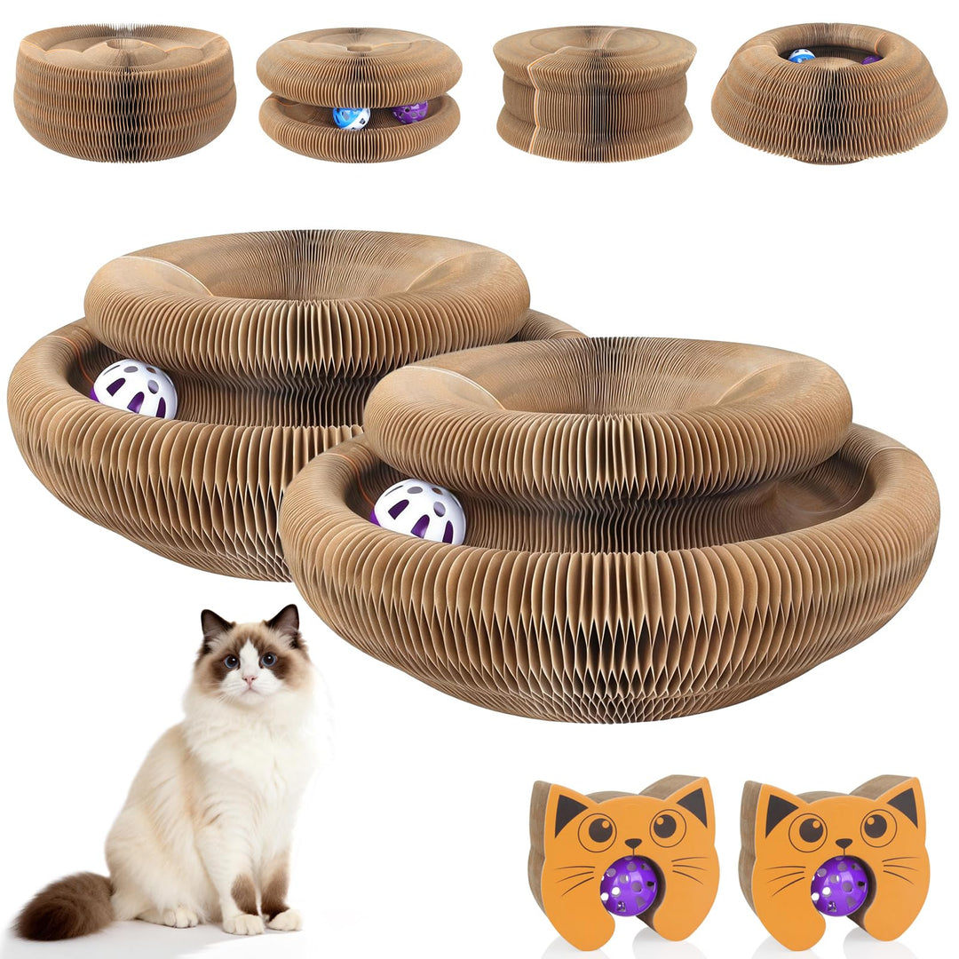 Kratzbrett Katze, 2-in-1 Cat Kratzbrett mit Glöckchen, Magische Orgel Cat Scratching Board, Zusammen