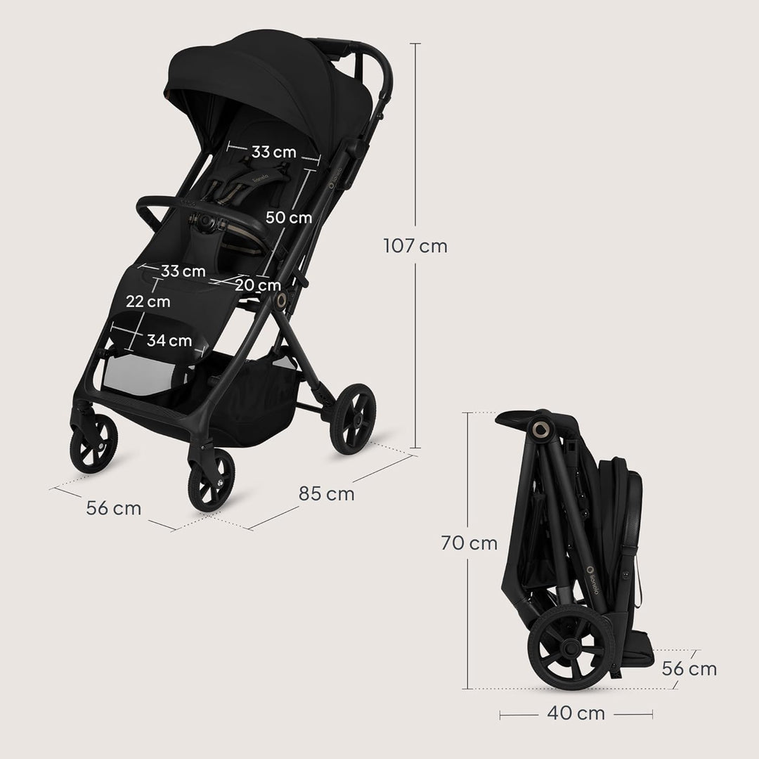 Lionelo Tansi Reisebuggy bis 22 kg, 6 Monate–4 Jahre, Kompakt Faltbar mit Einhand Auto Folding, Grav