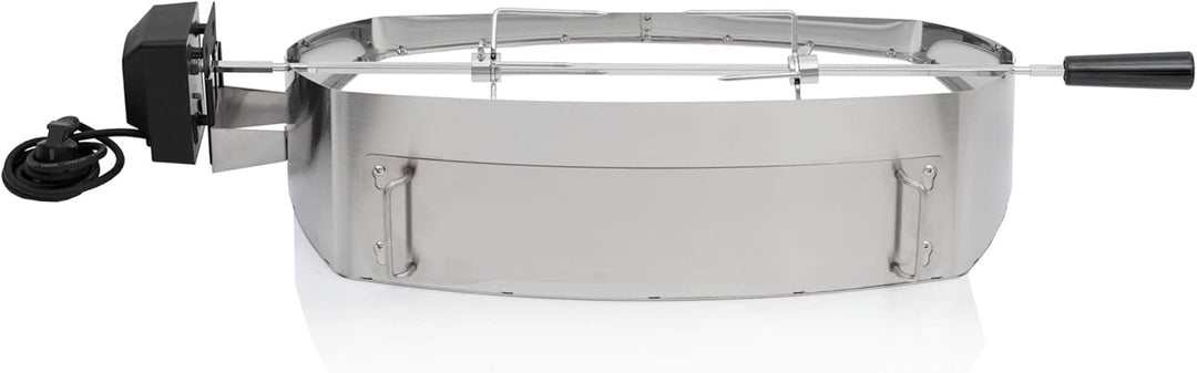 BBQ-Toro Edelstahl Pizzaring Set mit Grillspiess | Pizzaeinsatz und Drehspiess passend für Weber Q20