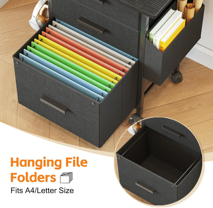 Rollcontainer, Aktenschrank, mit 3 Schubladen und Rollen, für Dokumente in DIN A4, Letter-Format, Dr