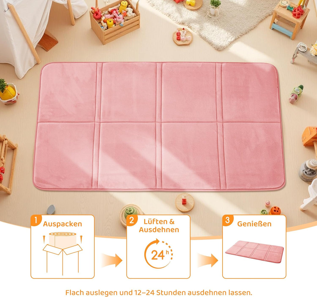 BYBYME 3cm Dicke Faltbare Krabbelmatte Baby, 80x150cm Spielmatte mit Rutschfester Unterseite, Weiche