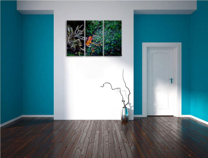 Dark hochgiftiger kleiner Frosch NewArt 3-Teiler Leinwandbild 120x80 Bild auf Leinwand, XXL riesige