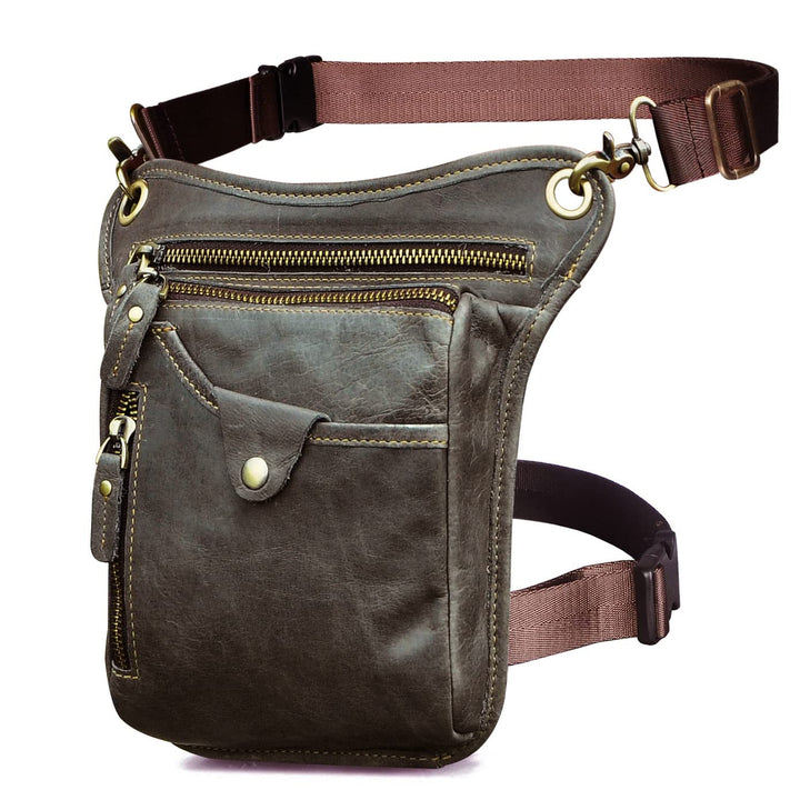 Le'aokuu Herren Echtes Leder Tasche Beinbeutel Beintasche Aussenbeintasche Beinbeuteltasche Reisen H