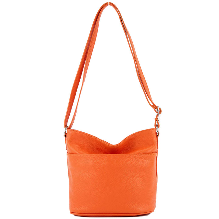 modamoda de - T198 - ital. Umhängetasche Klein Small aus Leder Orange, Orange