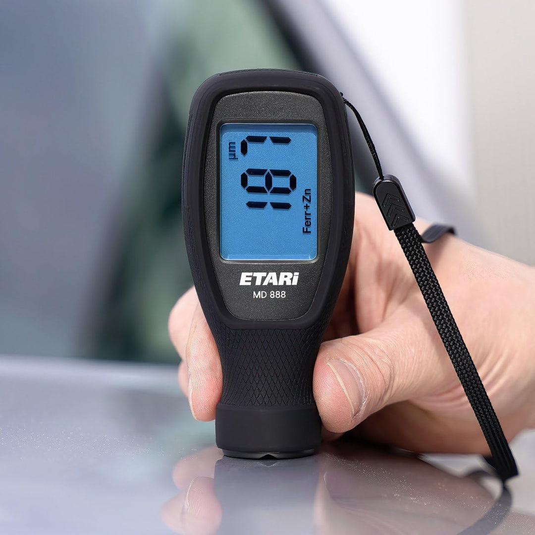 ETARI® MD 888 Lackschichtenmessgerät Modell 2024 mit Sensor aus verschleissfestem Rubin, erkennt ver