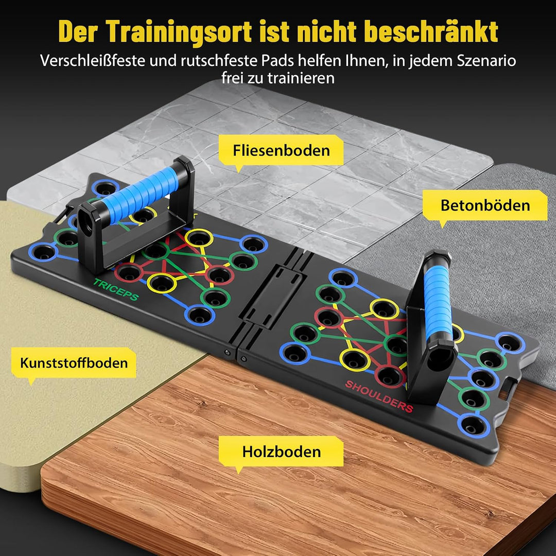 Multifunktions Liegestützgriffe 24 In 1, Liegestütze Brett Push Up Board mit Handgriff, 2 Elastische