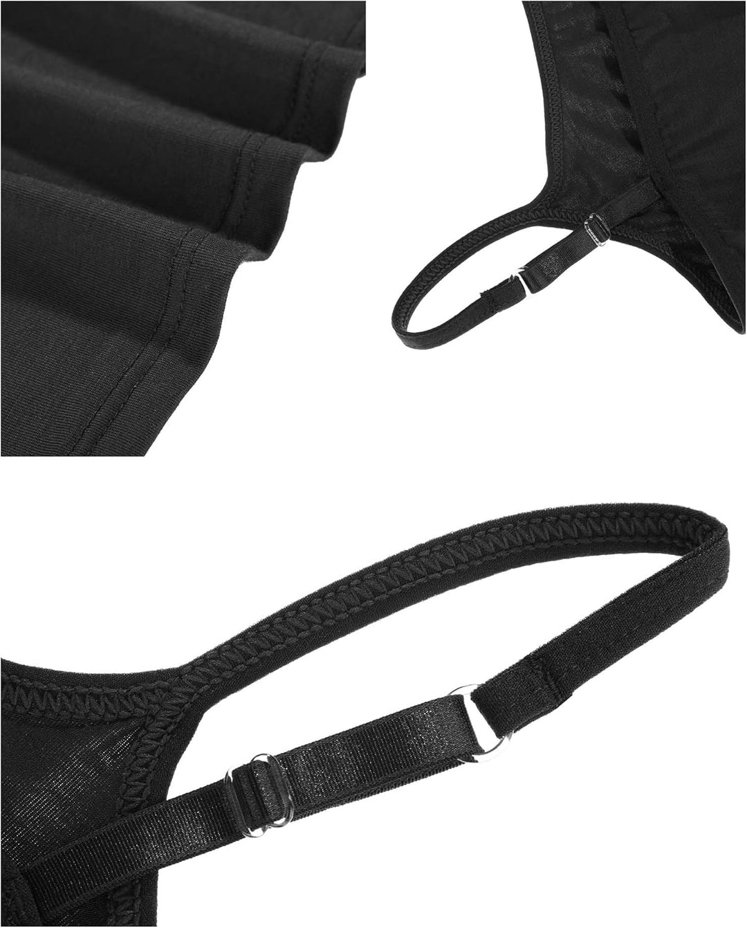 WILLBOND 3 Pieces Women Basic Long Tanks Adjustable Spaghetti Strap Camisole Top Schwarz, Dunkelgrau