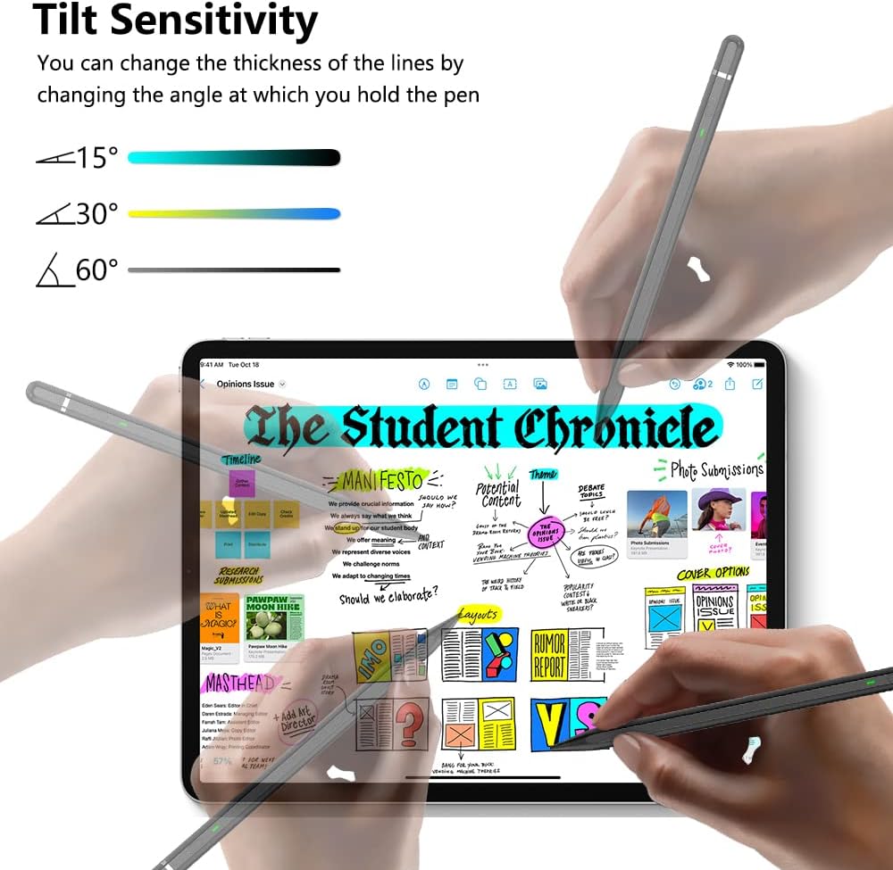 KIROSA Apple Pencil 2. Generation, 2023 Upgrade iPad Stift mit Schnellladung, Neigung Handflächenabw