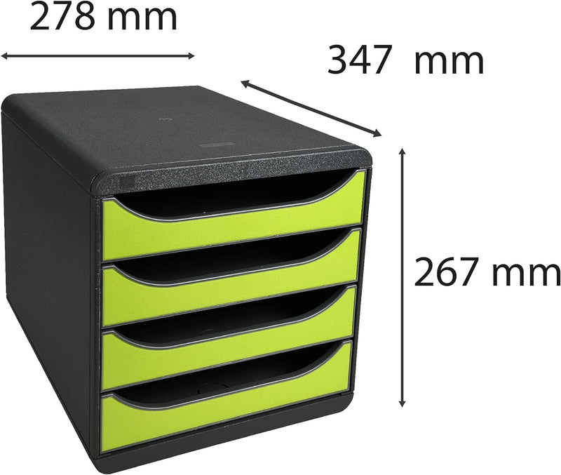 Exacompta 310725D Premium Ablagebox mit 4 Schubladen für DIN A4+ Dokumente. Belastbare Schubladenbox