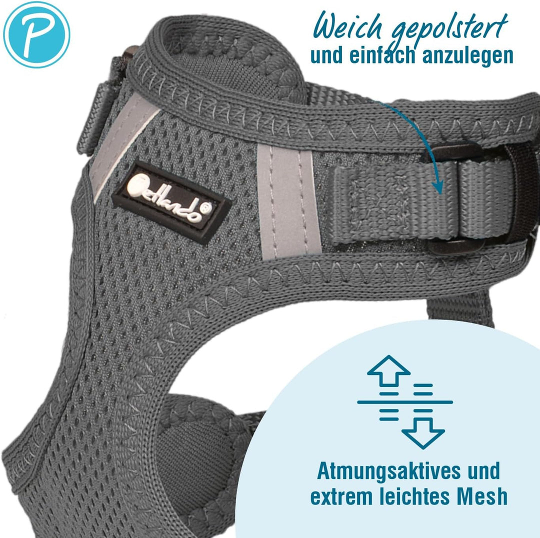 Petlando Hundegeschirr Mesh Vest, leichtes Brustgeschirr aus weichem Mesh & Nylon, stufenlos verstel