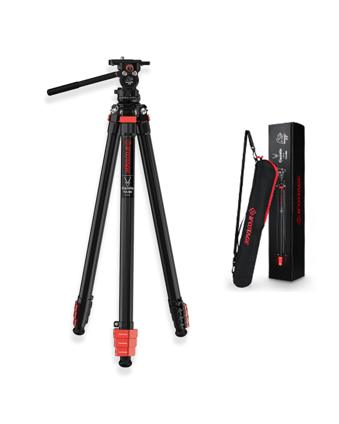 IFOOTAGE Gazelle TA3B+K3,58,7/149cm Stativ Kamera TA3B aus Aluminiumlegierung Reisestativ mit K3 Min