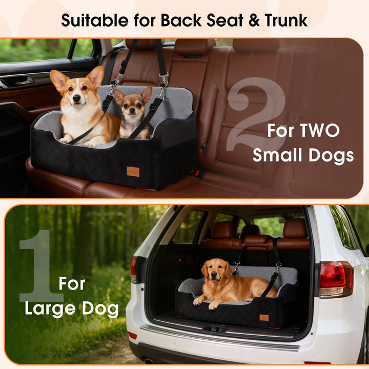 Hunde autositz für mittlerer/grosse Hunde, 2 Klipsbare Verstellbare Sicherheitsleine, Autohundebett