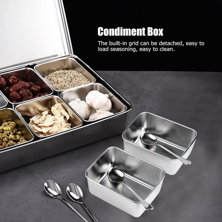 Gewürzbox, Gewürzbox aus Aluminiumlegierung Mit 8 Gittern, Gewürzbehälter, Gewürzglas, Küchenutensil