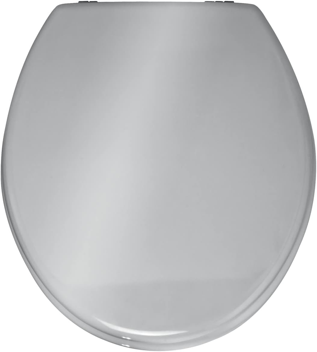 WENKO WC-Sitz Prima Silber glänzend, hochwertiger Toilettensitz im Retro-Style, WC-Deckel inkl. Wand