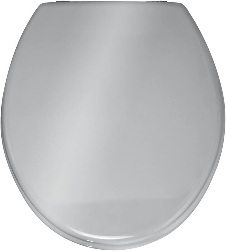 WENKO WC-Sitz Prima Silber glänzend, hochwertiger Toilettensitz im Retro-Style, WC-Deckel inkl. Wand