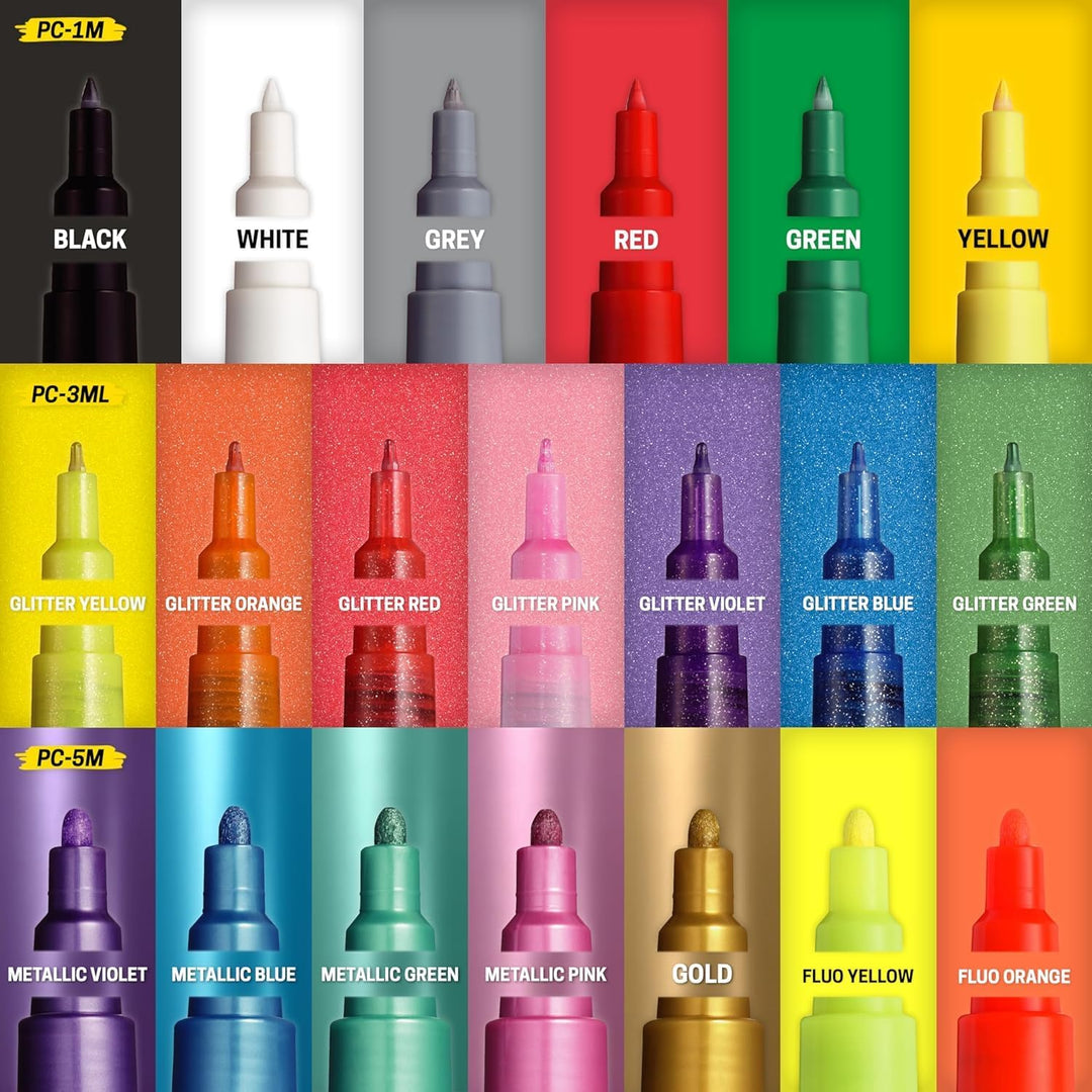 POSCA 186831 Marker Set, 20 Acrylstifte im Etui, Marker Set Groovy Colours, Spitze PWE5M 1,8-2,5 mm