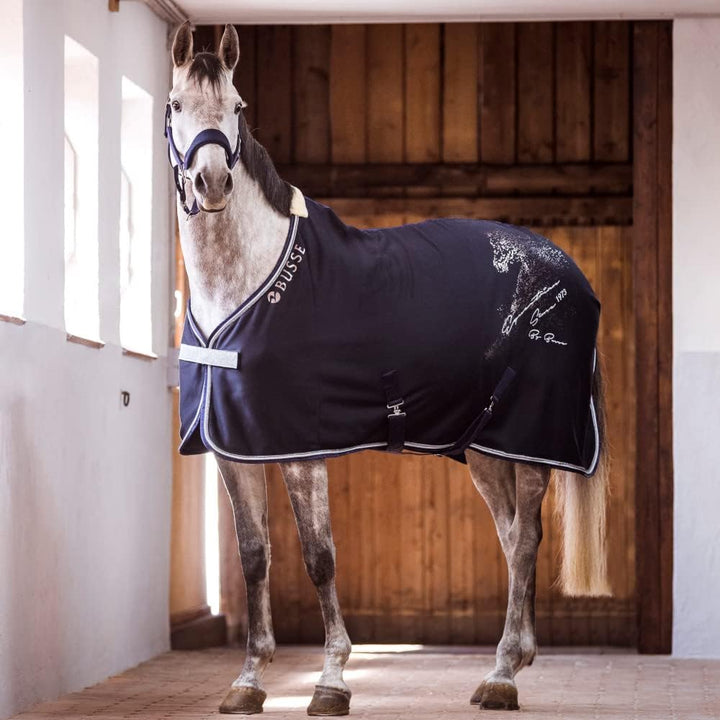 Busse Abschwitzdecke Jersey Fashion Navy mit Kreuzbegurtung 125, 125