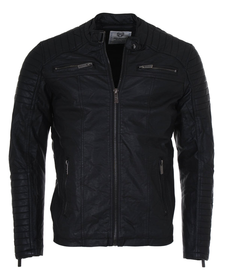 Redbridge Herren Übergangsjacke Kunstleder Jacke Biker Vintage schwarz Grösse XL