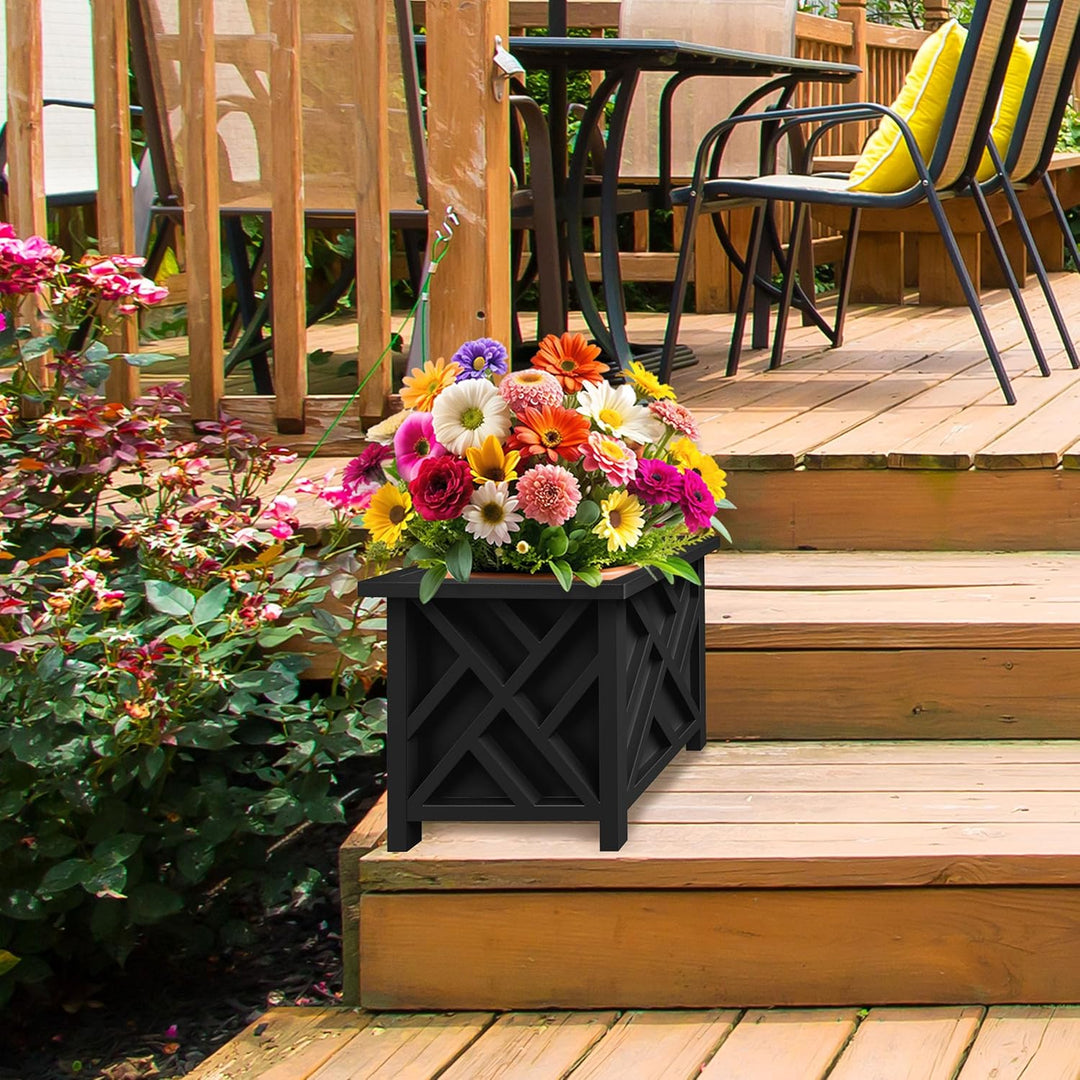 Pure Garden Pflanzkasten mit Gitter-Design, quadratisch, 37 cm, quadratisch, dekorativer Blumen- ode