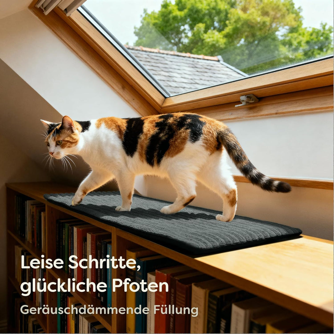 Fensterbank Katzenliege 90 x 28 cm - Selbstwärmende ohne Strom - Weich & Geräuschdämpfend – Waschbar