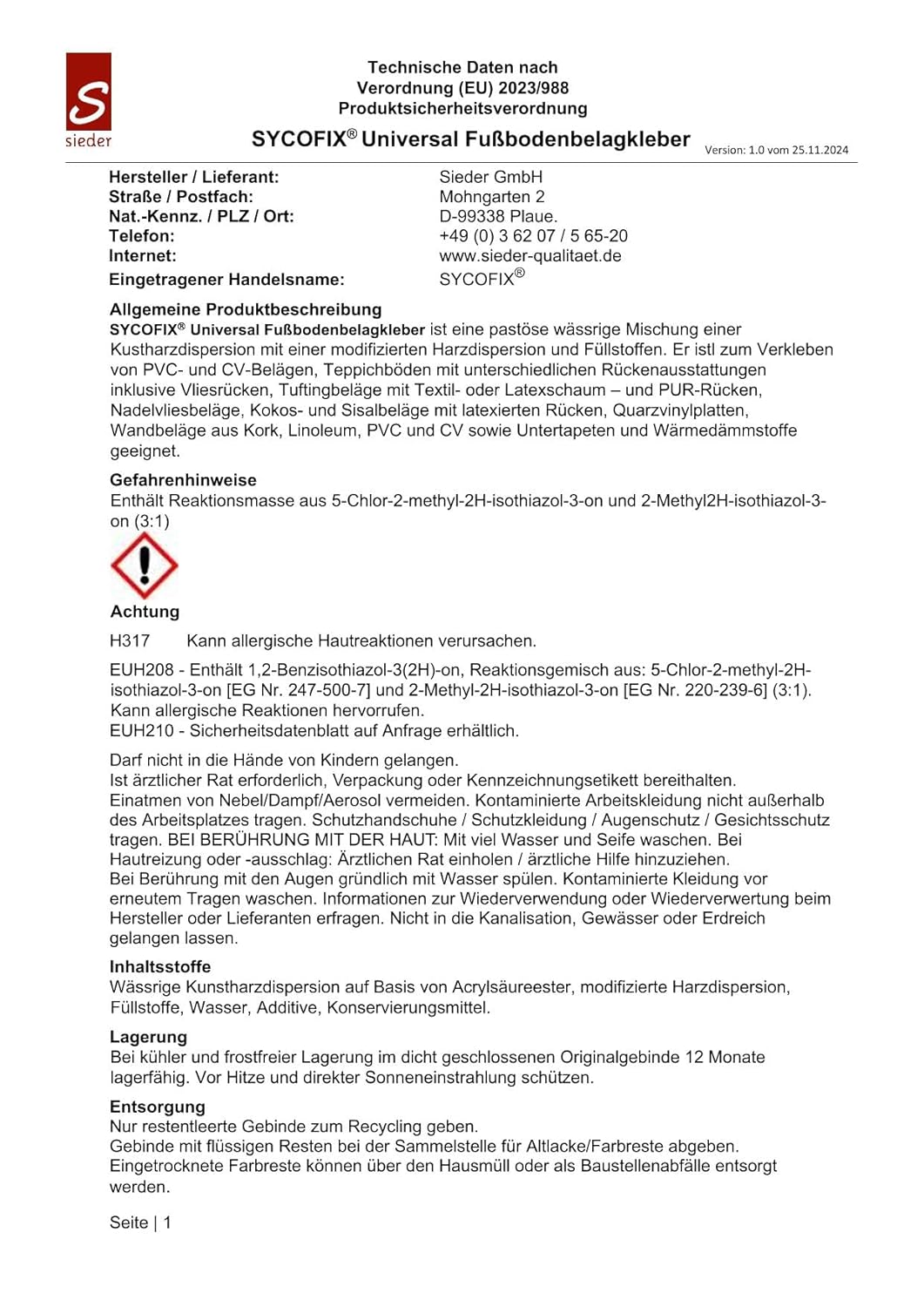Universal Fussbodenbelagkleber 6 kg, gebrauchsfertig lösemittelfrei für PVC und CV Beläge, Teppichbö