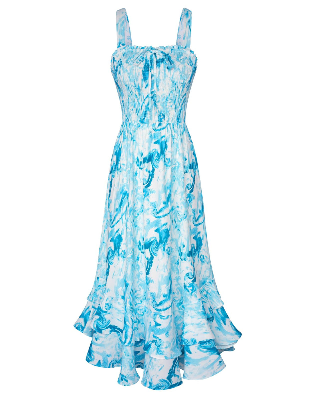 GRACE KARIN Damen langes Blumenkleid Ärmellos Spaghettiträger Freizeitkleid Böhmisch Maxikleid Stran