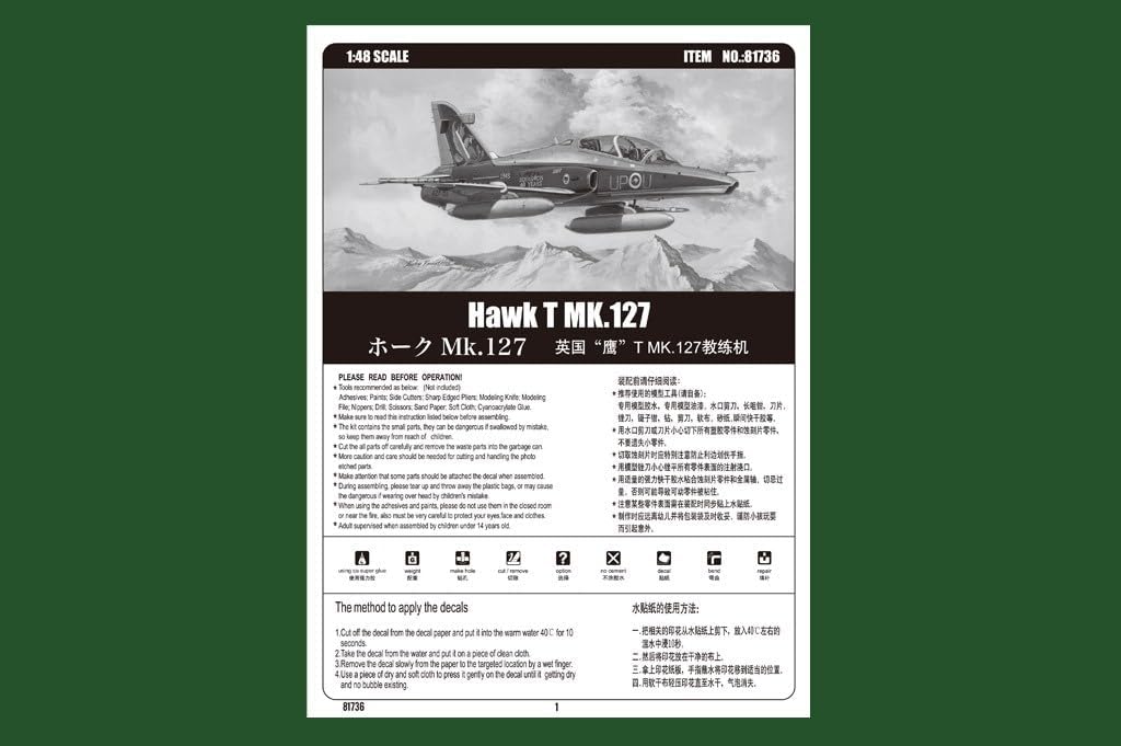 Hobby Boss 081736 HBS81736 Hawk Modellbau, Hobby, Zusammenbau, detailliert, Geformte Farbe, 1:48 Sca