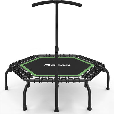 BCAN 250KG Mini-Trampolin, Ø 123CM Fitness-Trampolin mit Bungees, 3-Fach Verstellbarer Schaumstoffgr