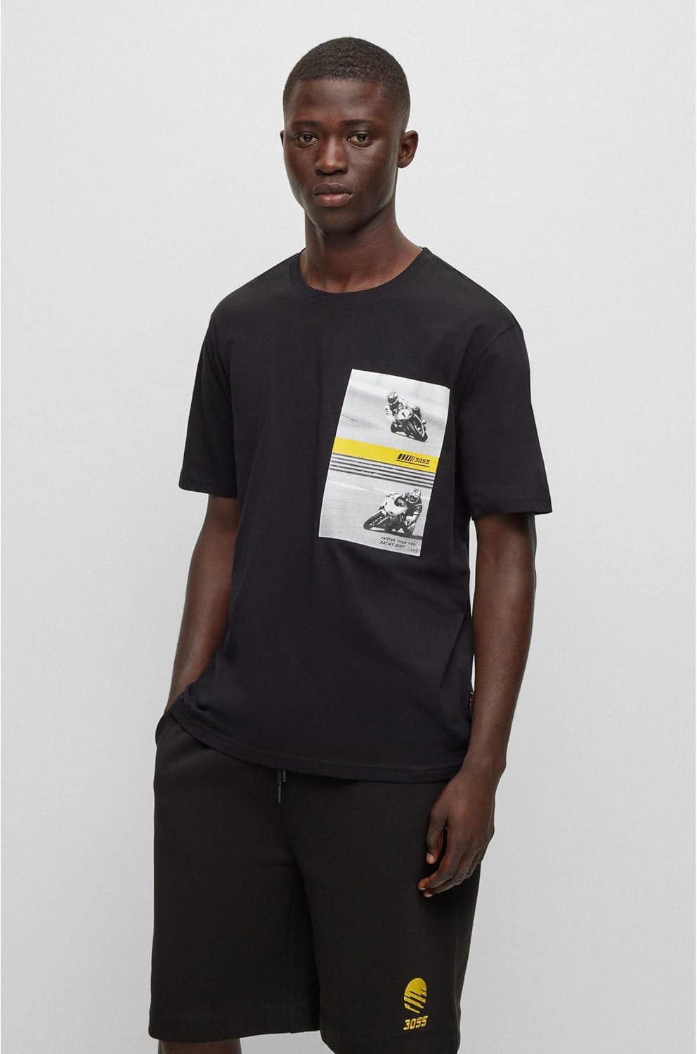BOSS Herren TeeMotor Relaxed-Fit T-Shirt aus Baumwolle mit Motorrad-Print M Black1, M Black1