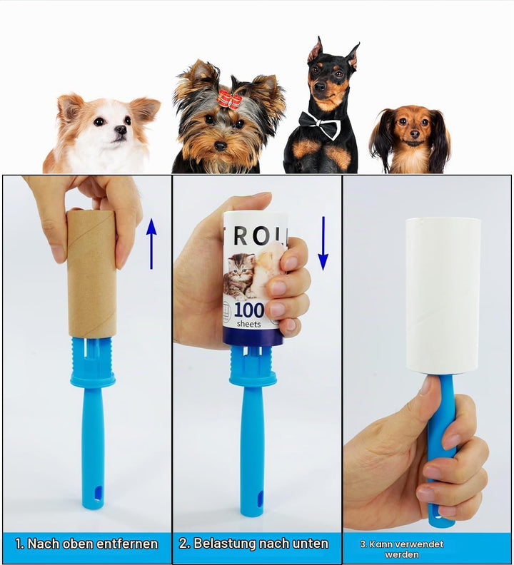 Extra Klebrig Fusselrolle für Tierhaare Kleidung 1000 Blatt,Fusselroller Tierhaarentferner Fusselbür
