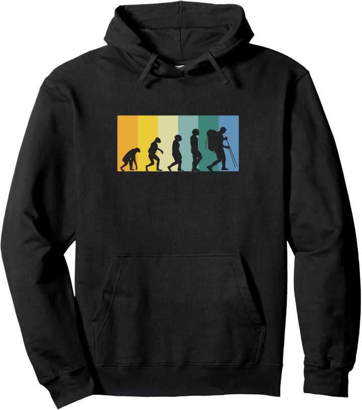 Evolution Wanderer - wandern retro vintage Farben Pullover Hoodie