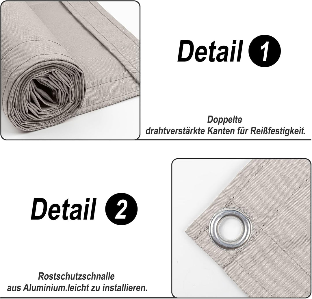 SUNNY GUARD Balkon Sichtschutz 90x800cm Balkonabdeckung PES UV-Schutz Balkonverkleidung wetterfester