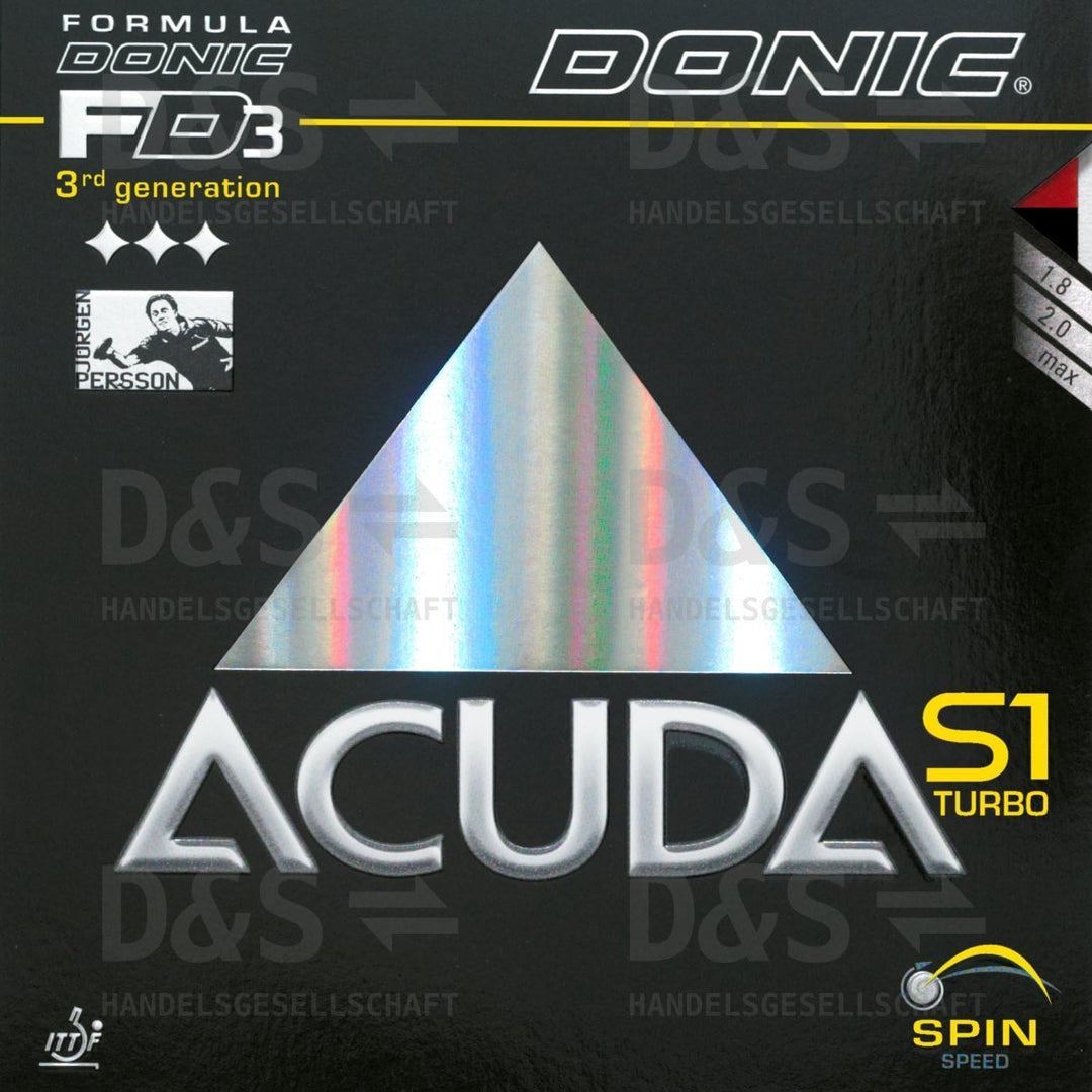 DONIC Belag Acuda S1 Turbo Schwarz 2,0mm, Schwarz 2,0mm