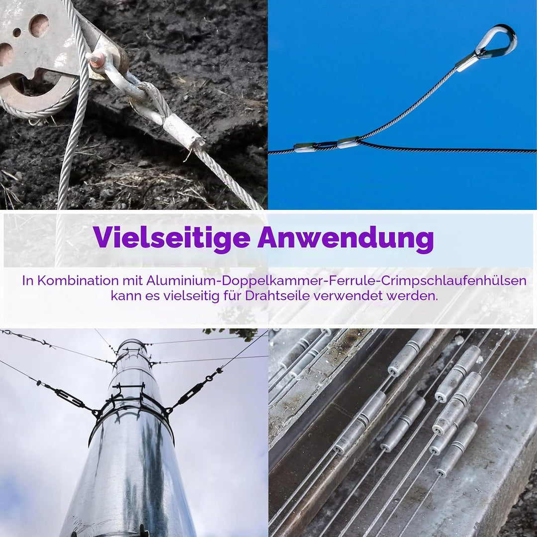Swpeet 165Pcs Beruf Bis zu 2.2mm Drahtseil Crimpwerkzeug und Kabelschneider, Aluminium Doppel Crimps
