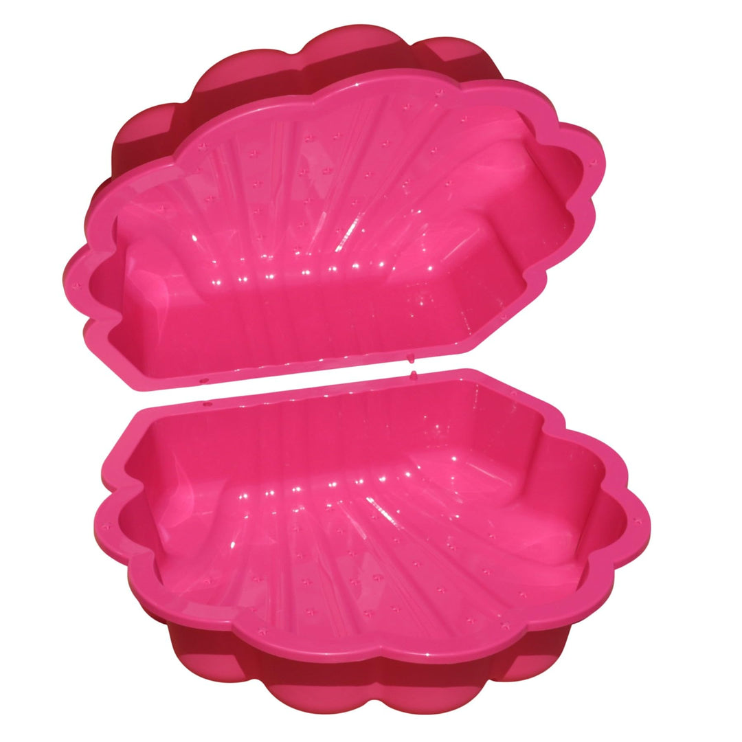 Wassermuschel Sandmuschel Sandkasten 2-teilig aus Kunststoff Muschel mit Deckel (pink mit Sterne), P