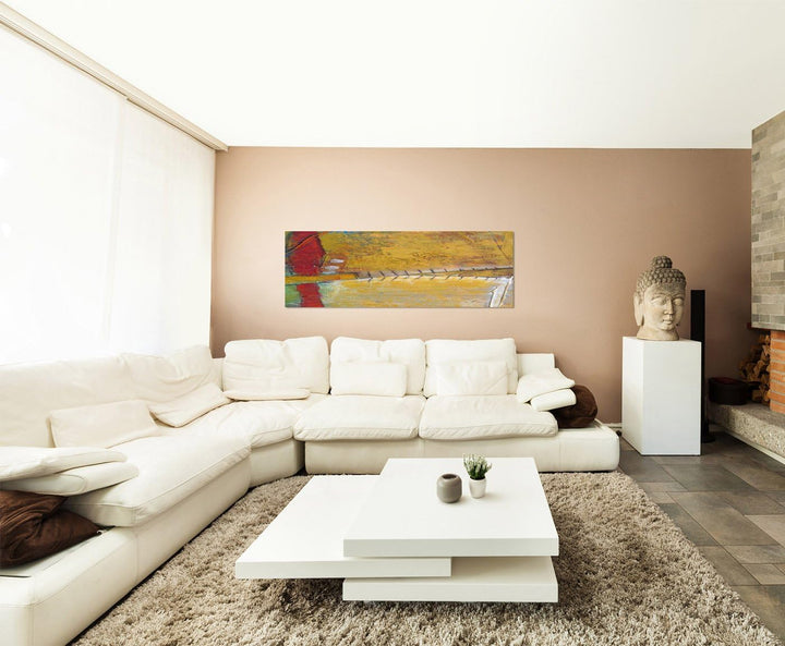 Paul Sinus Art Panoramabild auf Leinwand und Keilrahmen 120x40cm Malerei abstrakt Textur Grunge