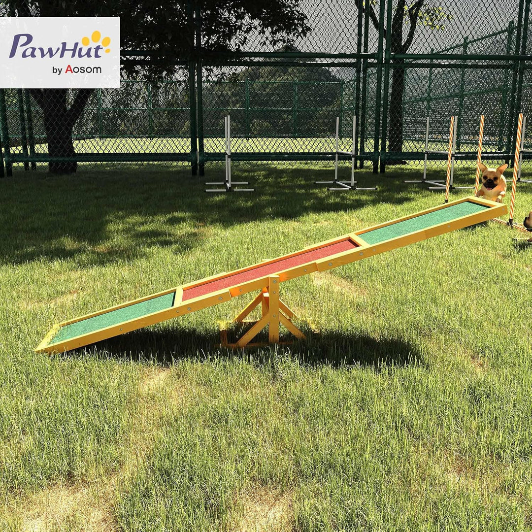PawHut Hundewippe Hunde Agility Wippe Holz Welpenspielzeug Agility Training Hundesport für grosse Hu