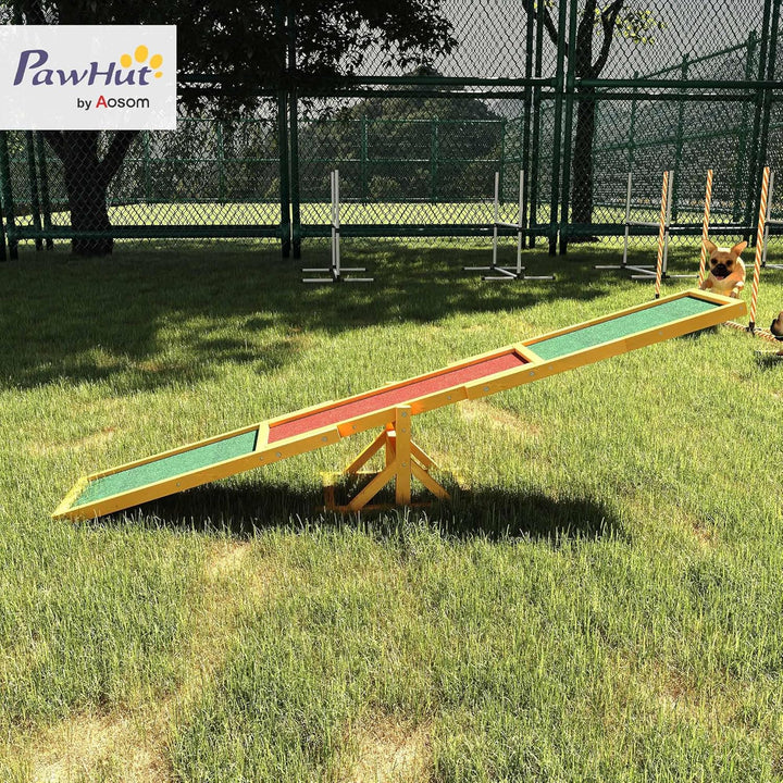 PawHut Hundewippe Hunde Agility Wippe Holz Welpenspielzeug Agility Training Hundesport für grosse Hu